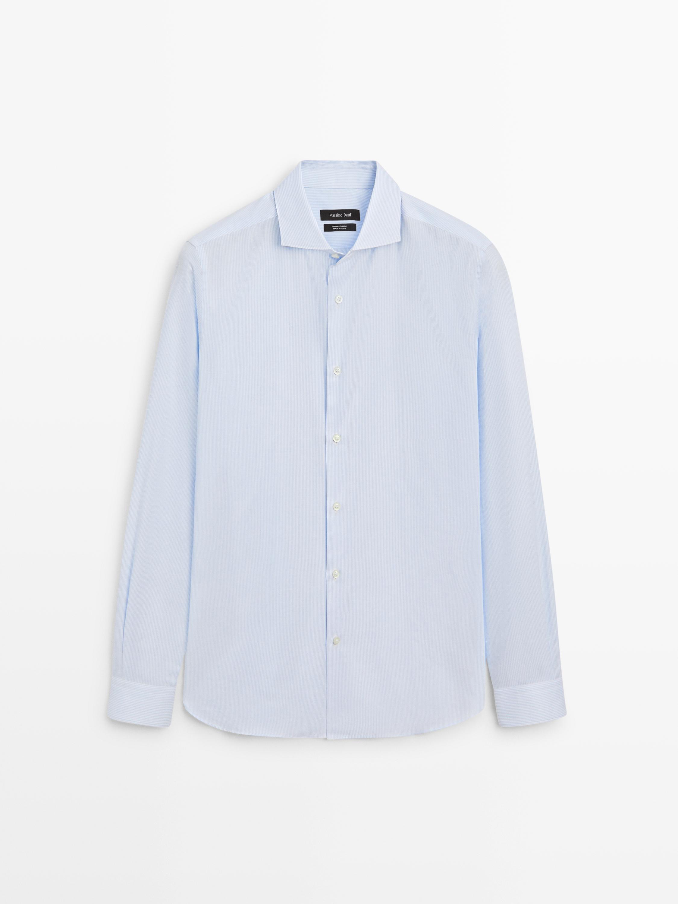 Slim fit striped 100% cotton shirt